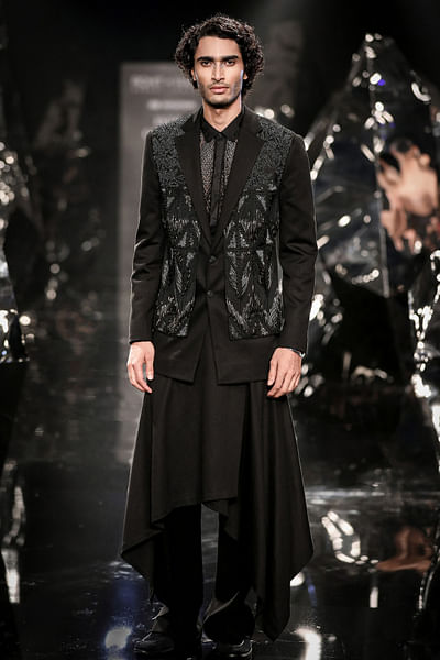 Black corded layered jacket
