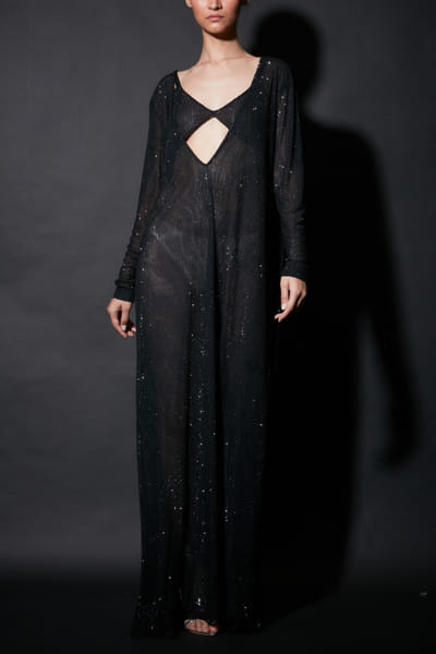 Itrh Black crystal-embellished cutout gown ITHMAR2323