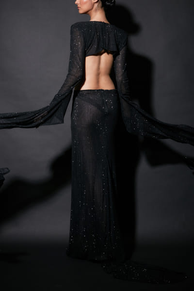 Itrh Black crystal embellished cutout gown ITHMAR2322