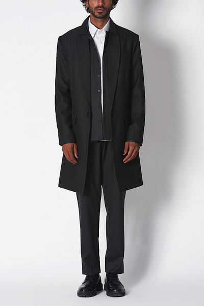 Black dotted suiting blazer