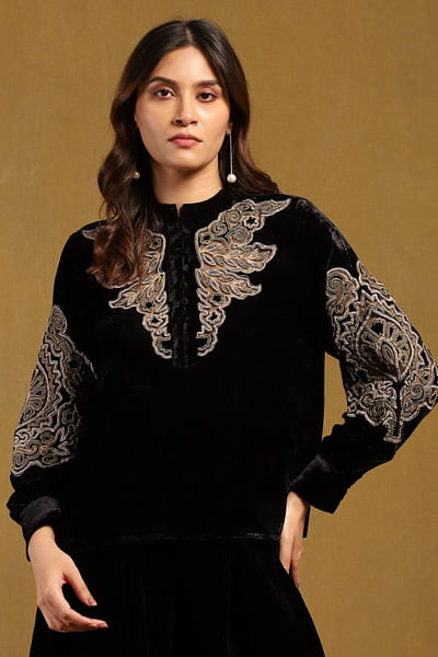 Black embroidered top