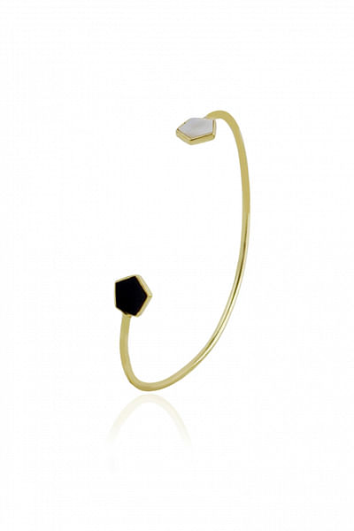 Black enamel and pearl cuff bracelet