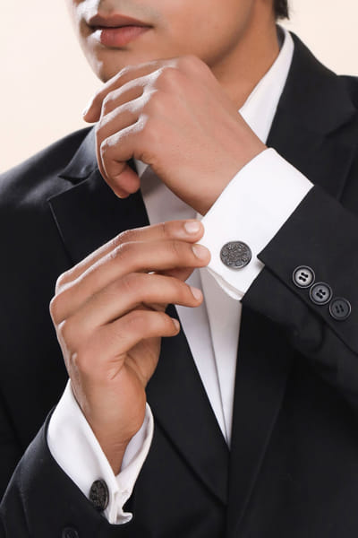 Black floral cufflinks