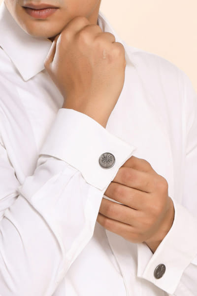 Black floral cufflinks