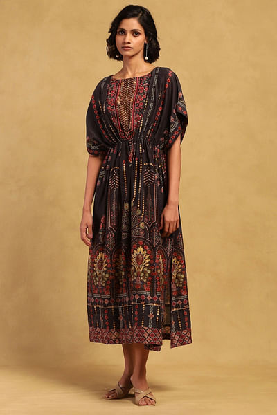 Black floral print dress