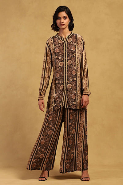 Black floral printed co-ords