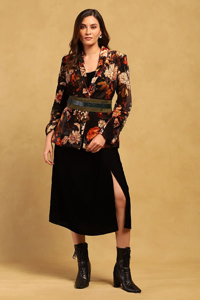 Black floral printed jacket