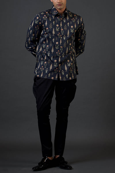 Black floral printed shirt