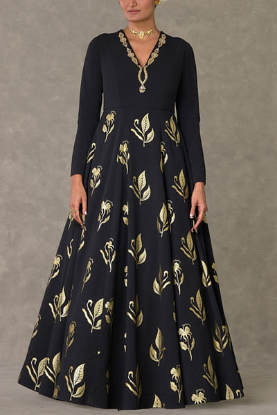 Black foil printed gown