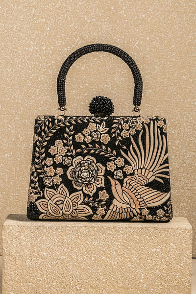 Black gara embroidered bag