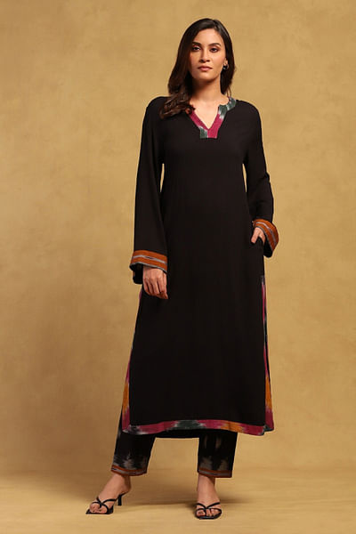 Black ikkat kurta set