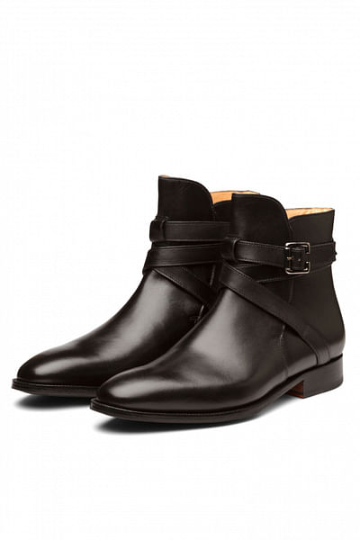 Black jodhpuri leather boots