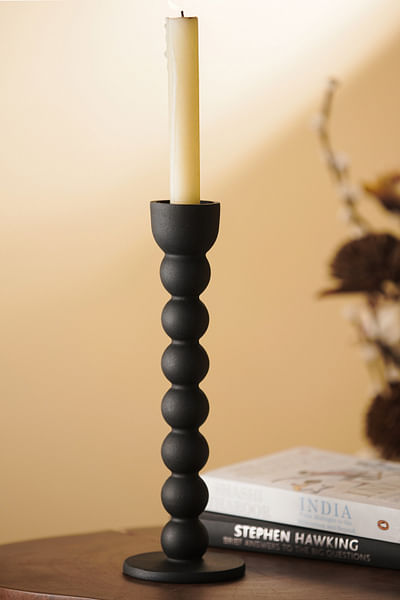 Black metal seven ball candle holder set
