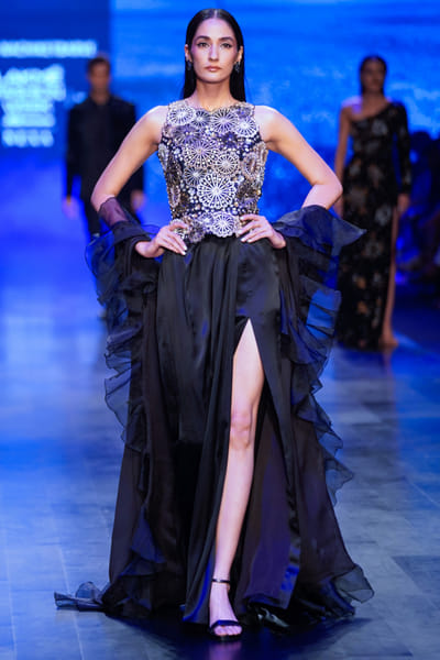 Nachiket Barve Black metallic embellished co-ords NABAPR2301