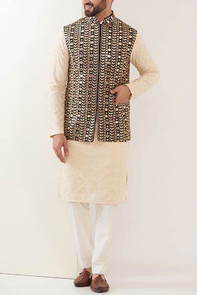 Black mirror embroidery Nehru jacket