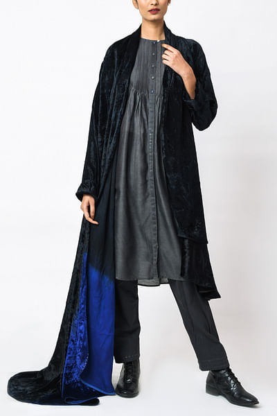 Black ombre velvet shawl jacket