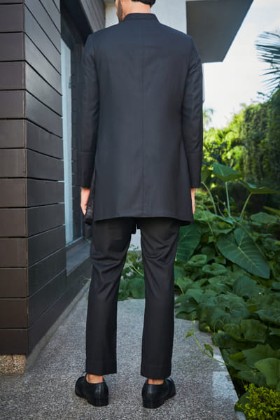 Bohame Black pintuck jacket set BHMOCT23FES009