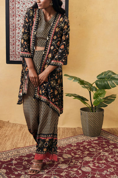 Black printed co-ord set