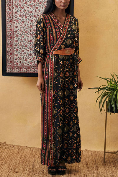 Black printed jumpsuit set