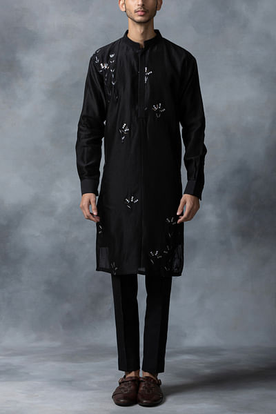 Black sequin work kurta set