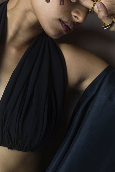 Black silk halter blouse