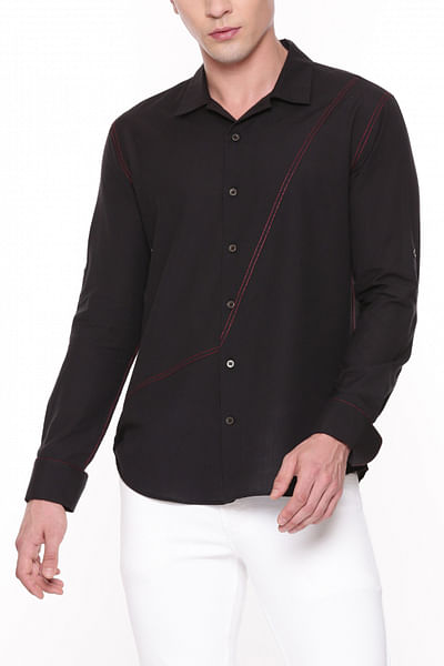 Black stitch detailed shirt