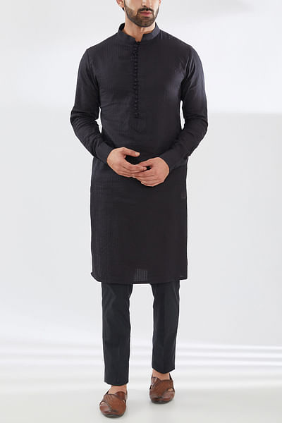 Black striped kurta set