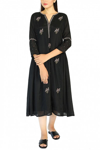 Black thread embroidered tunic