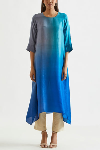 Blue and grey ombre dress style kurta set