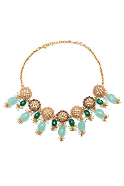 Blue and white gemstone necklace