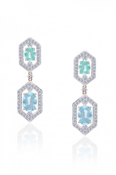 Blue and white Swarovski zirconia earrings