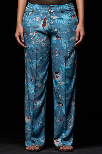 Blue artsy print pant