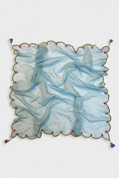 Blue daisy scalloped mirror scarf