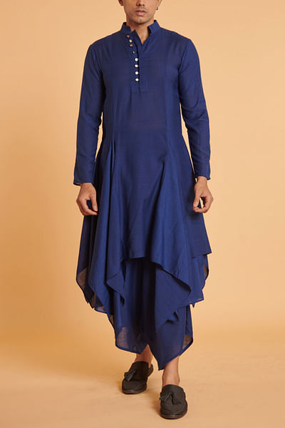 Blue draped kurta set