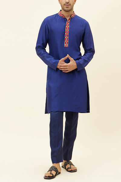 Blue embellished kurta set