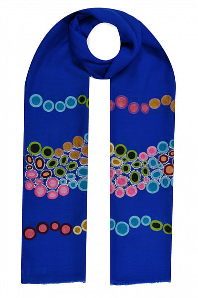 Blue embroidered cashmere wrap