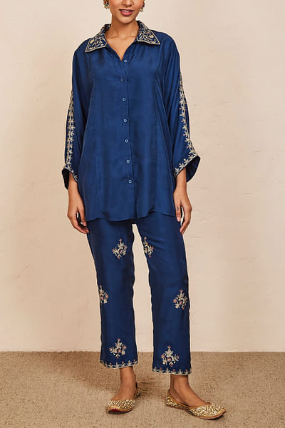 Blue embroidered co-ords