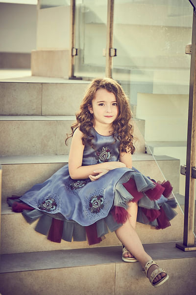 Blue embroidered dress