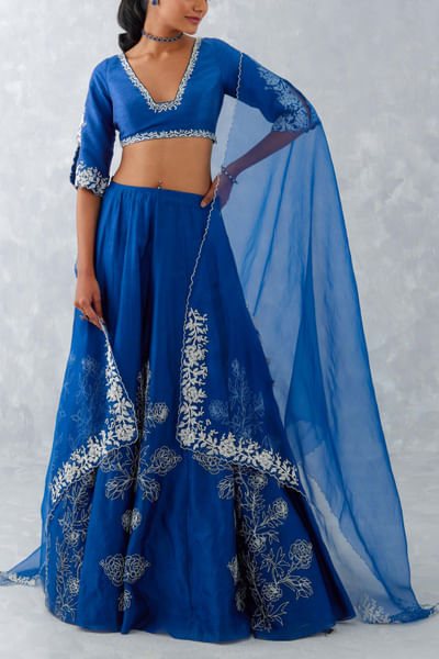 Blue embroidered lehenga set