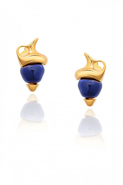 Blue enamel mini amphora stud earrings