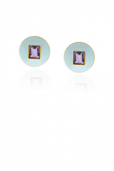 Blue enamel stud earrings