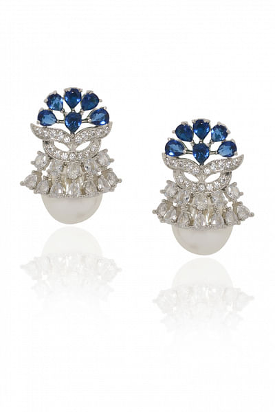Blue faux diamond and stone earrings