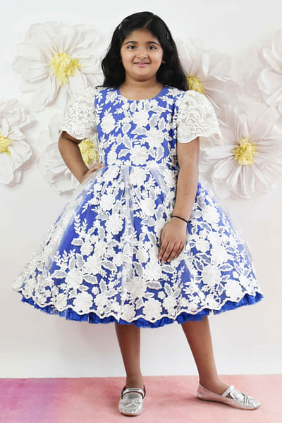 Blue floral lace frock