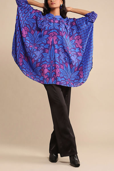 Blue floral printed kurta and camisole