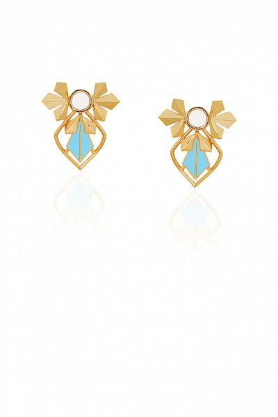 Blue gold plated enamel stud earrings