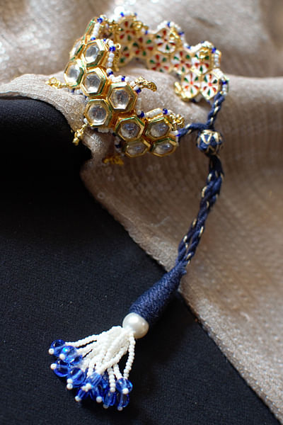 Blue honeycomb polki bracelet