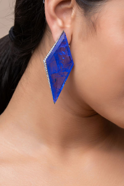 Blue kite shaped doublet earrings