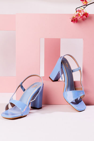 Blue leatherette heels