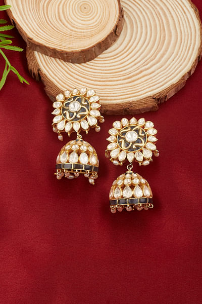 Blue meenakari jhumkas