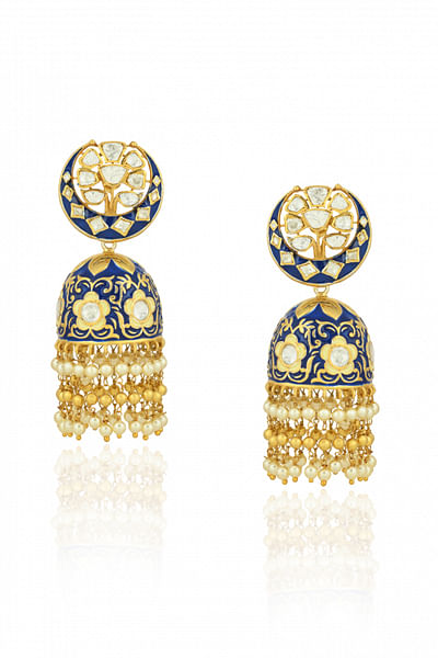Blue meenakari jhumkas